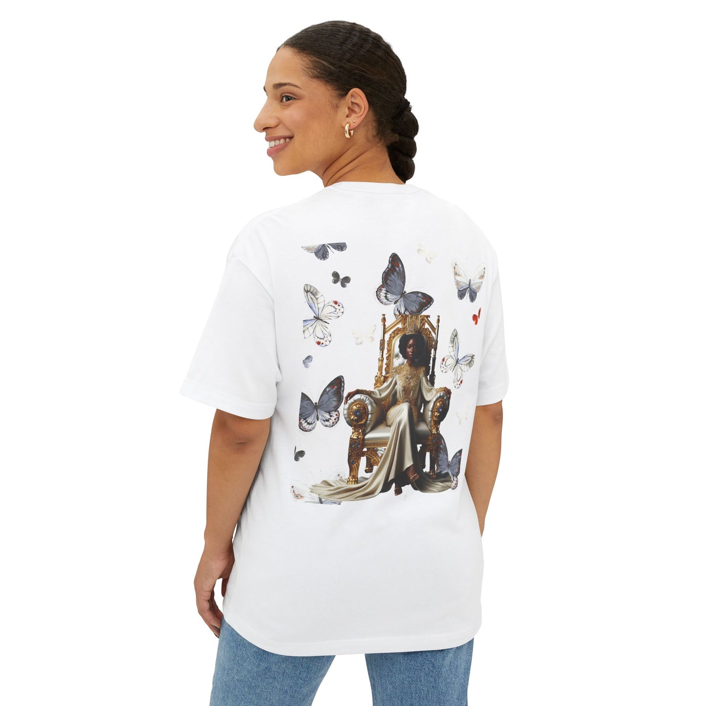 Stay Woke Oversized Tee - Inspirational Unisex Boxy Shirt, Casual Fashion, Streetwear Gift, Butterfly Graphic Tee, Relaxed Fit