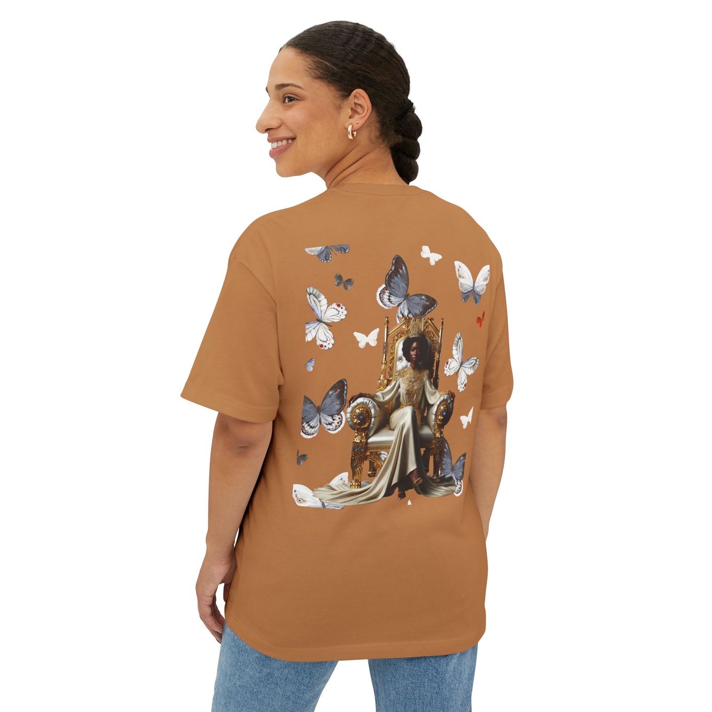 Stay Woke Oversized Tee - Inspirational Unisex Boxy Shirt, Casual Fashion, Streetwear Gift, Butterfly Graphic Tee, Relaxed Fit