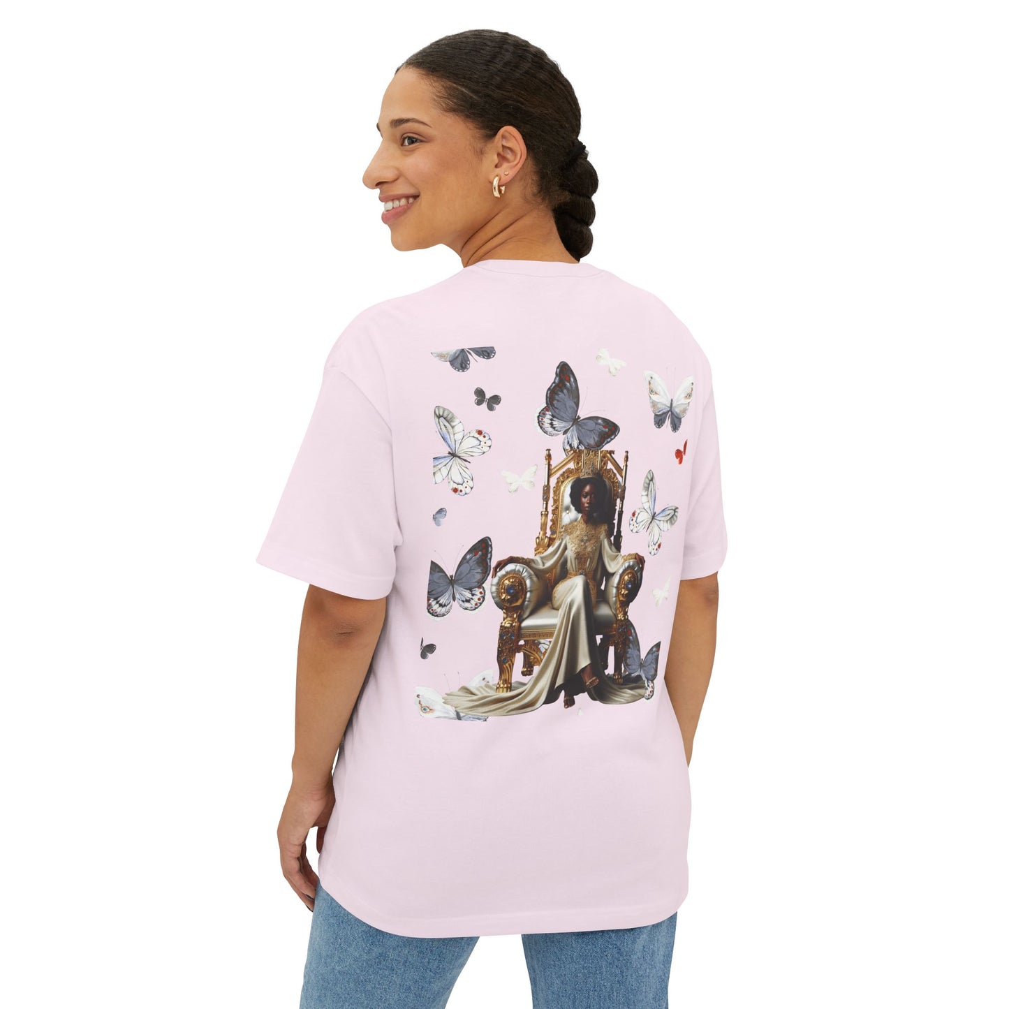 Stay Woke Oversized Tee - Inspirational Unisex Boxy Shirt, Casual Fashion, Streetwear Gift, Butterfly Graphic Tee, Relaxed Fit