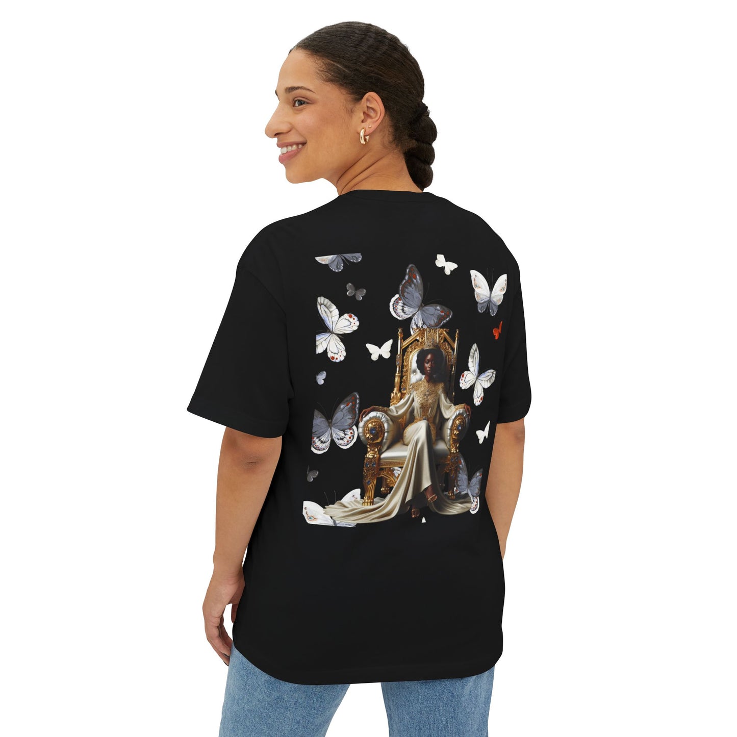 Stay Woke Oversized Tee - Inspirational Unisex Boxy Shirt, Casual Fashion, Streetwear Gift, Butterfly Graphic Tee, Relaxed Fit