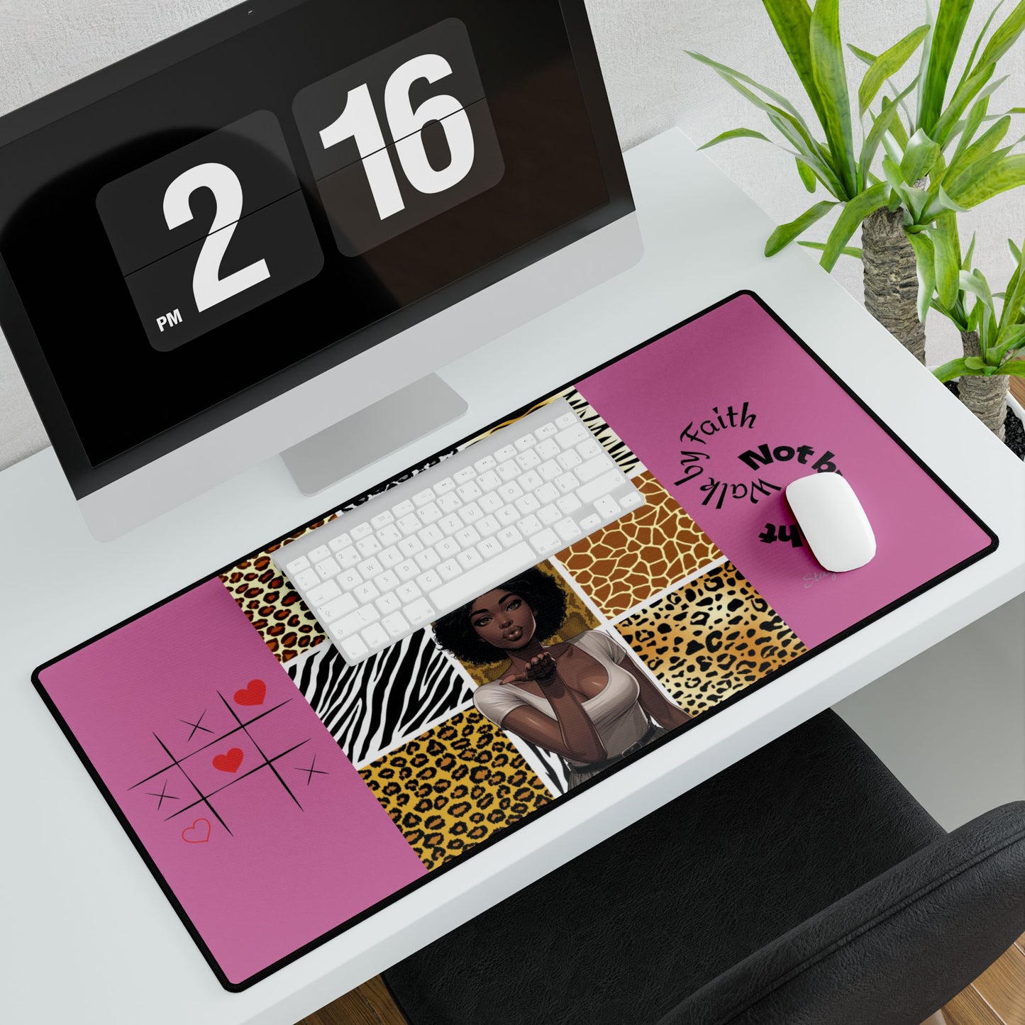 Chic Animal Print Desk Mat - Stylish Workspace Decor, Office Supplies, Gift for Students, Home Office, Motivational Desk Accessory